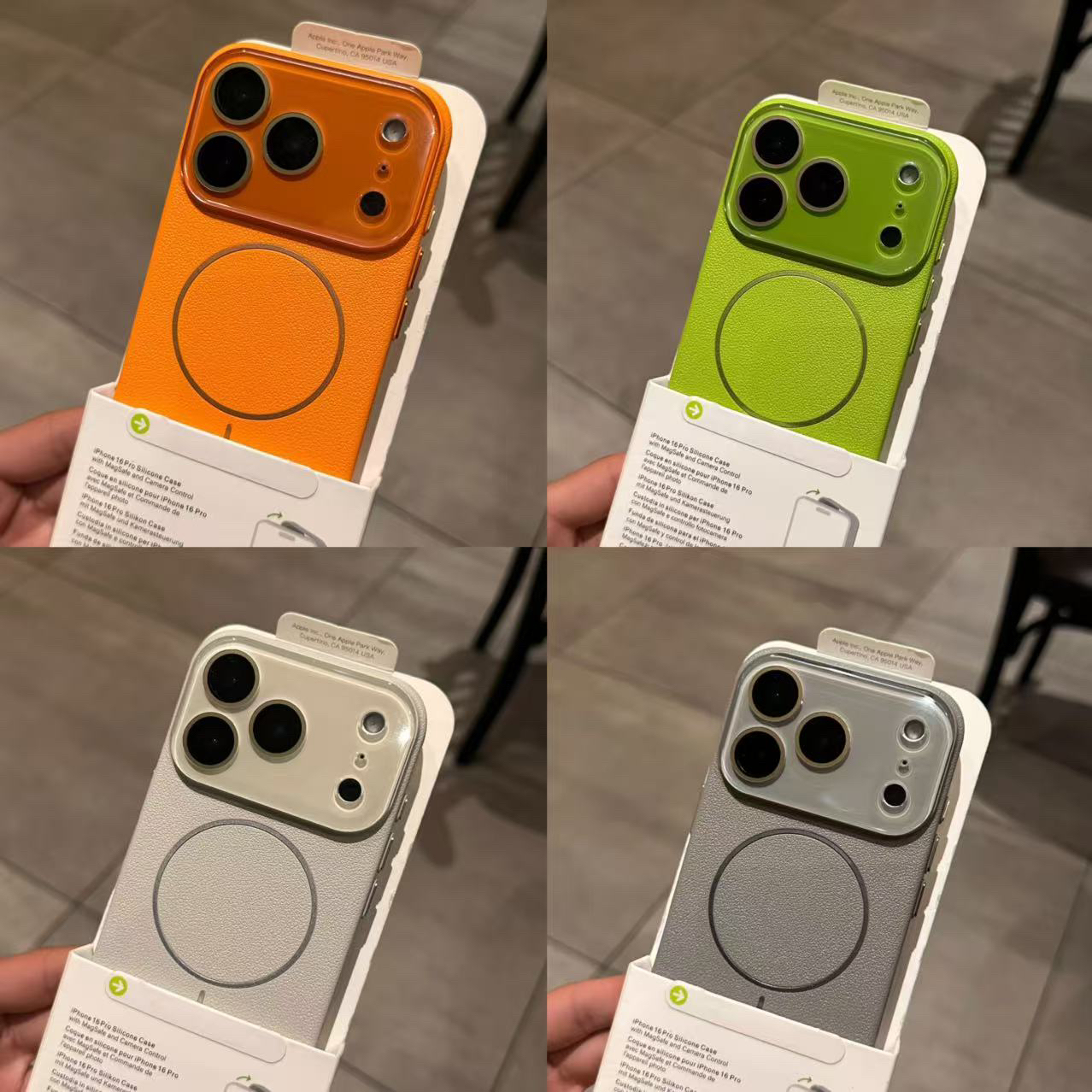 适用苹果17/16/15/14荔枝皮纹PC护镜iphone17promax磁吸手机外壳