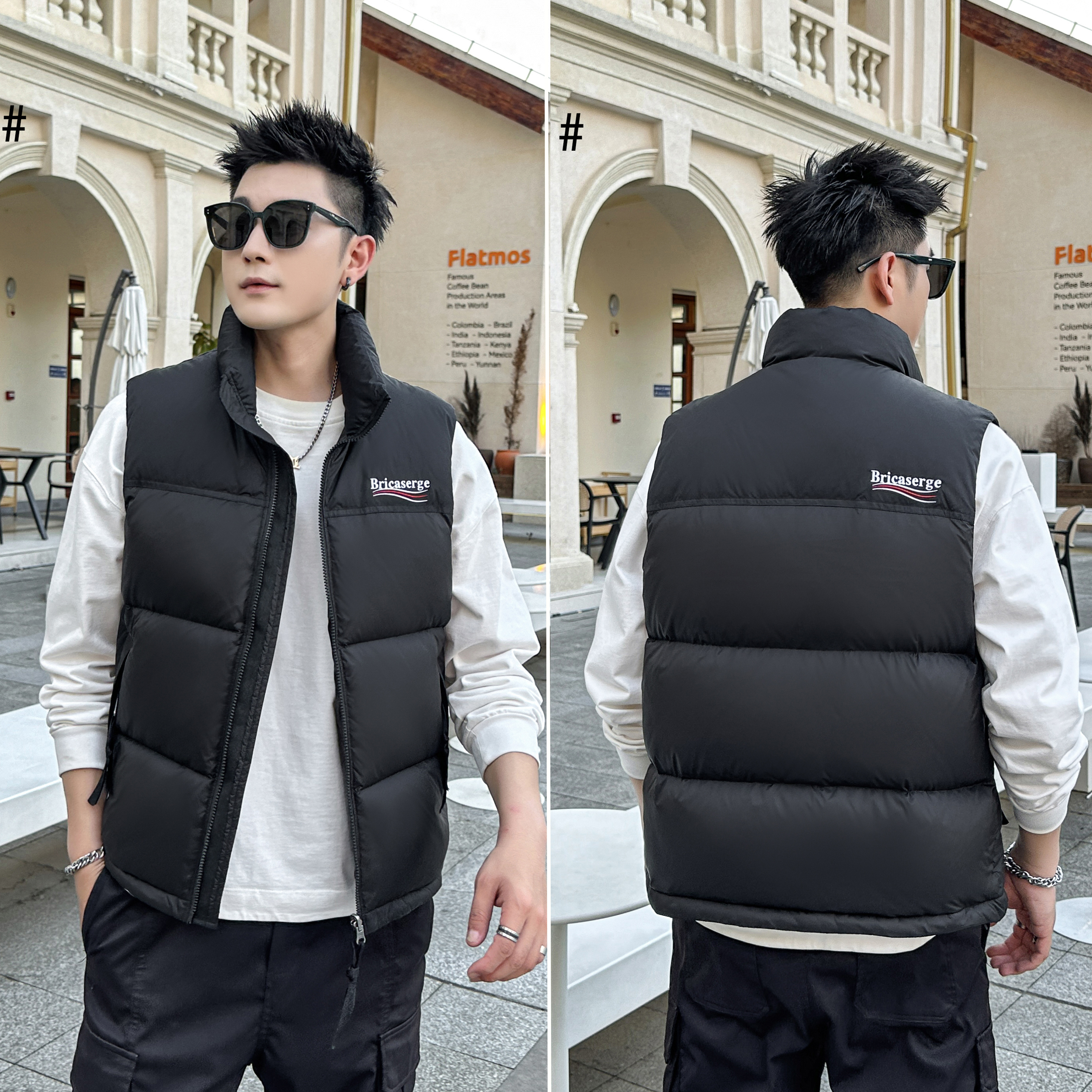 【树邦实体马甲】秋冬新款立领简约潮牌前后设计防风保暖背心马甲