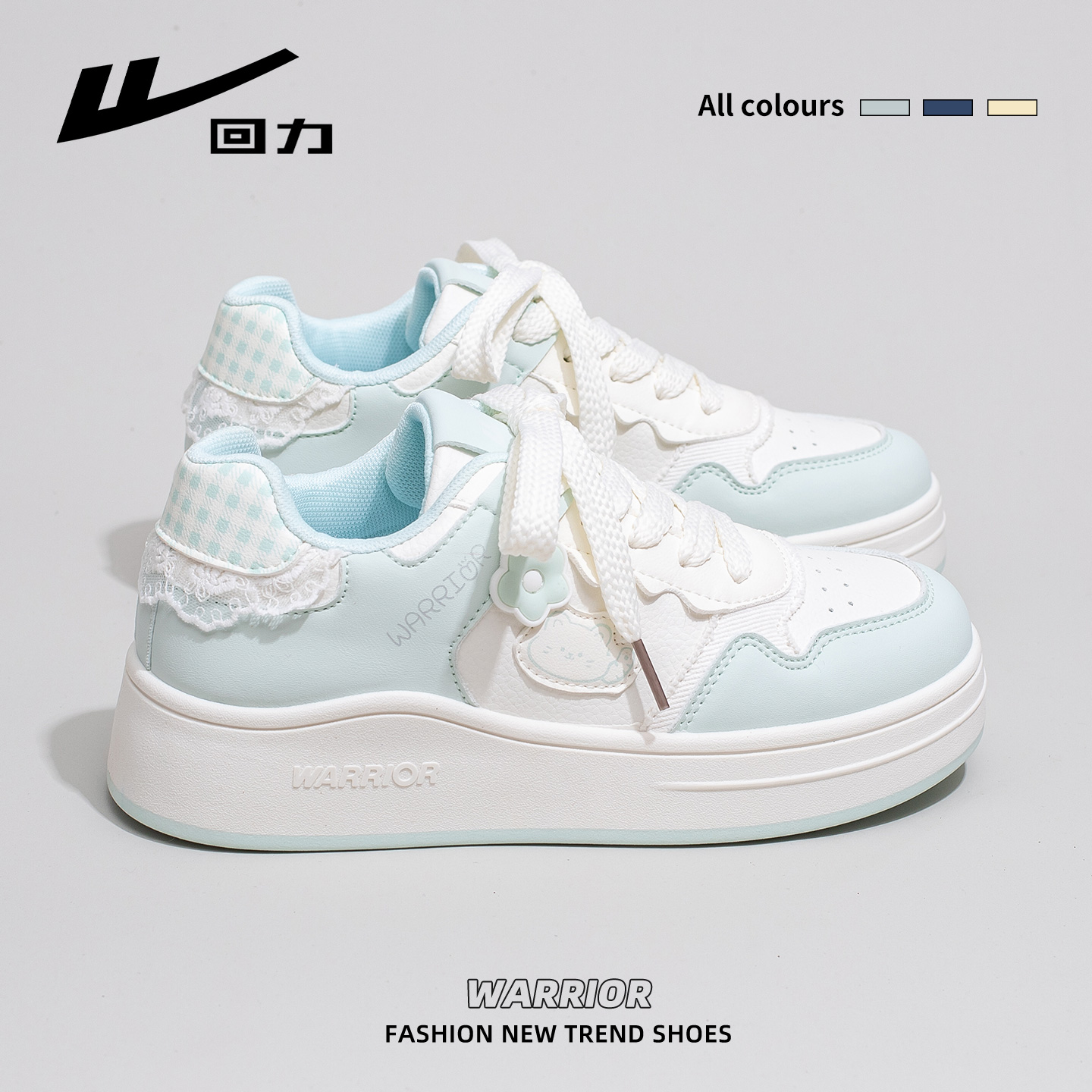 回力秋季女增高小白鞋新款萌趣猫咪休闲女鞋芭蕾风厚底百搭板鞋子