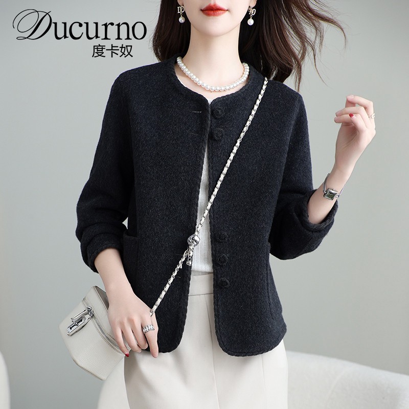 2025秋冬新款宽松百搭双面呢大衣女短款小个子羊毛呢子小香风外套