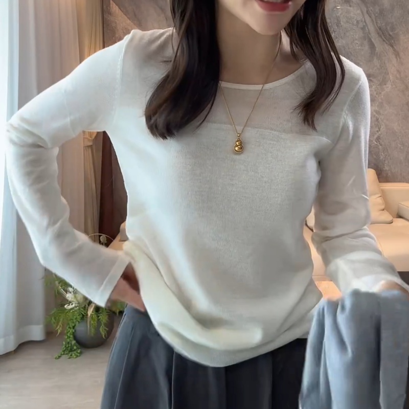 简约流光风针织打底衫女2025秋季新款减龄内搭显瘦上衣LK2505997