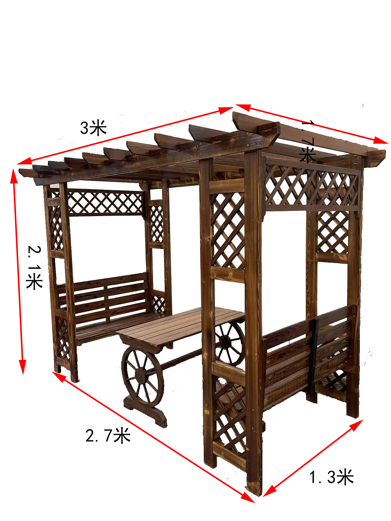 户外防腐木庭院凉亭实木爬藤休闲凉亭葡萄架可定制