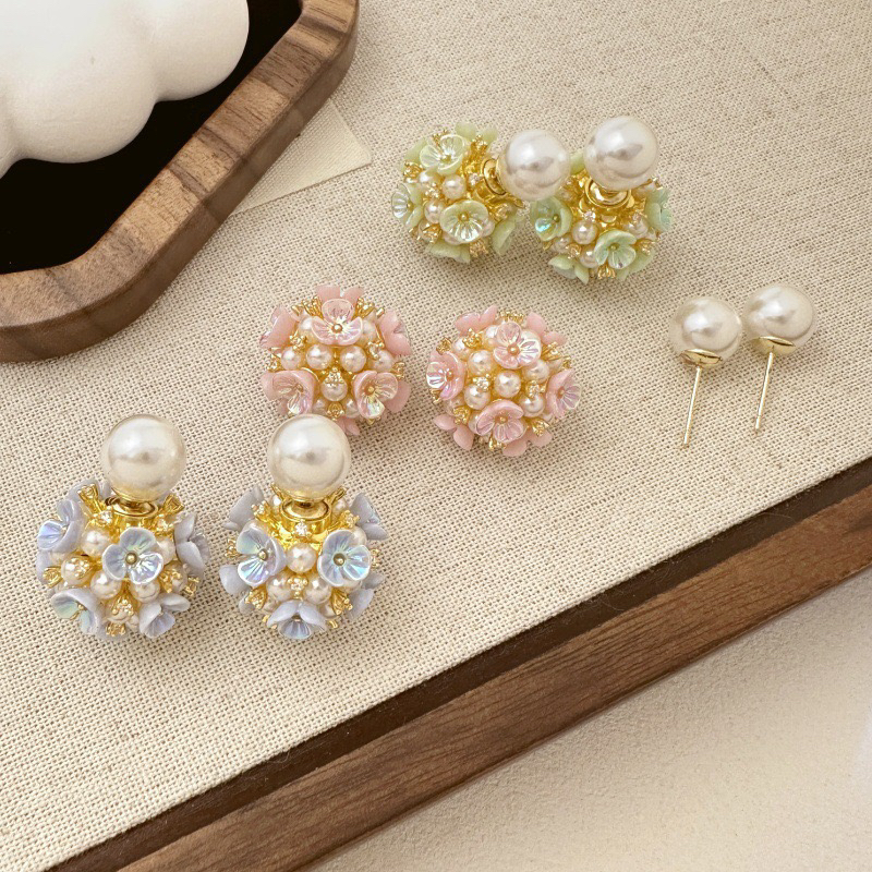 铜合金耳饰 精品新款时尚甜美绣球一款两戴耳钉轻奢日常百搭耳饰