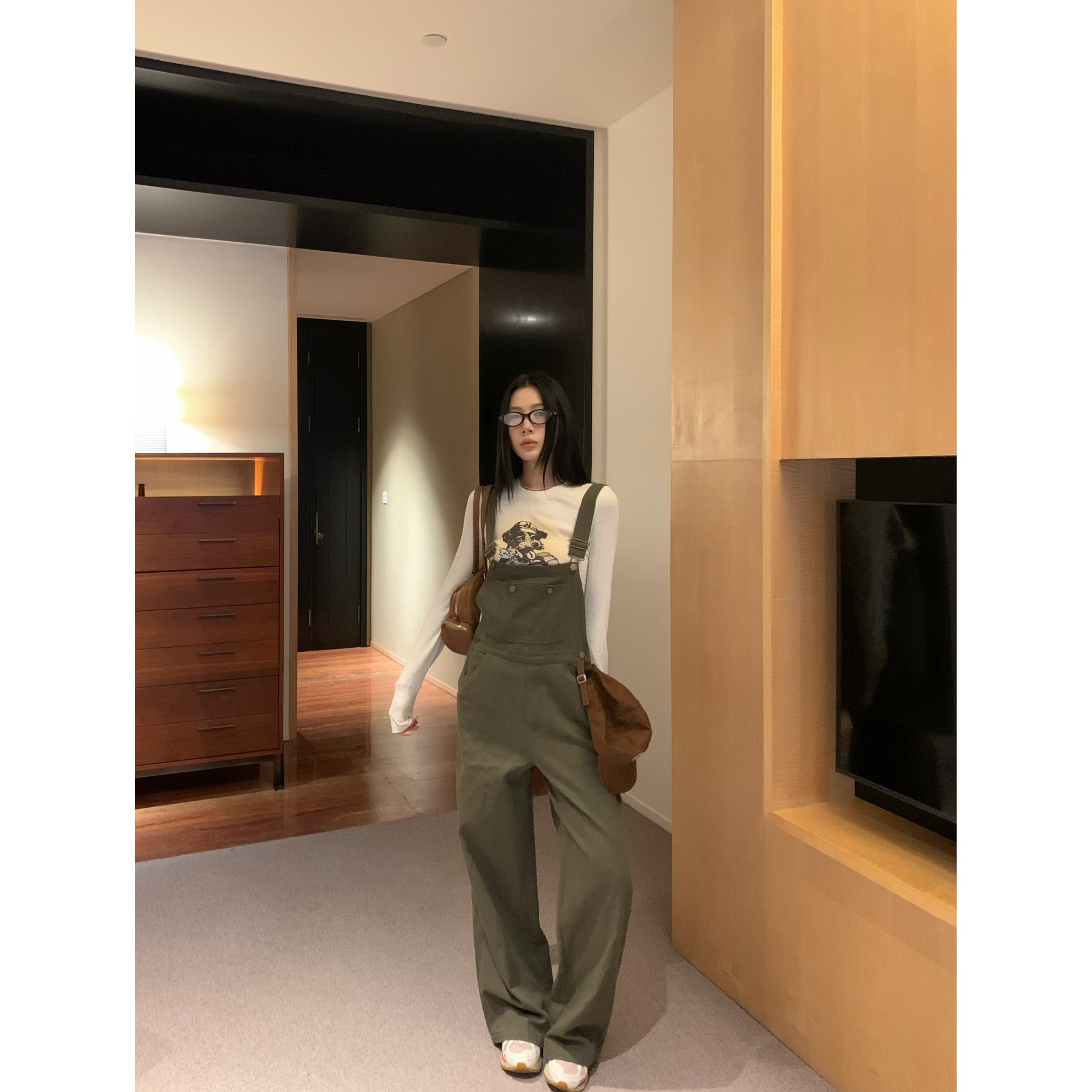 70不是七十【时髦艺术生】秋季韩系阔腿工装女休闲背带裤