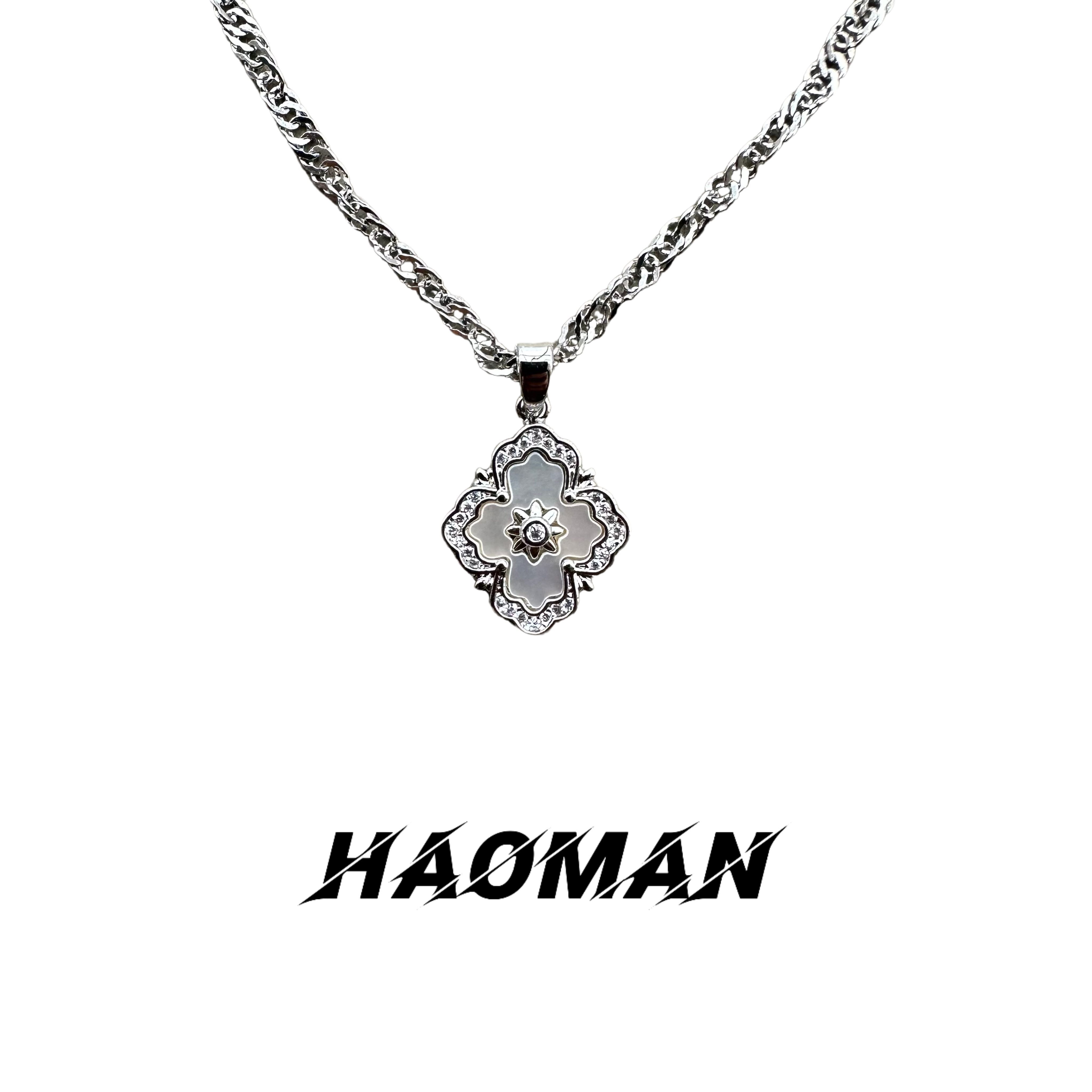 钛钢项链 小众精致复古天然贝四叶草项链轻奢气质手工简约百搭时