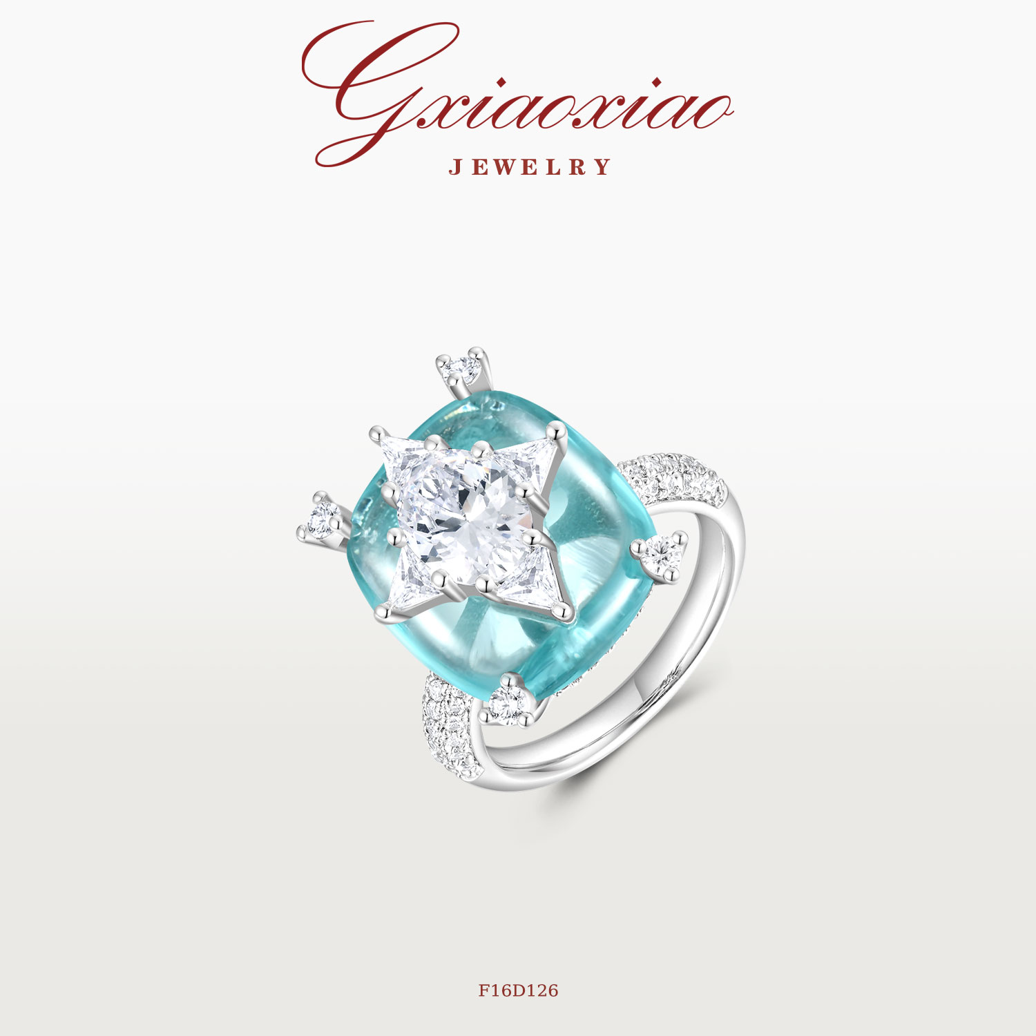 G XIAOXIAO 镀K金 【薄荷星空方糖】高级感方糖戒指 F16D126