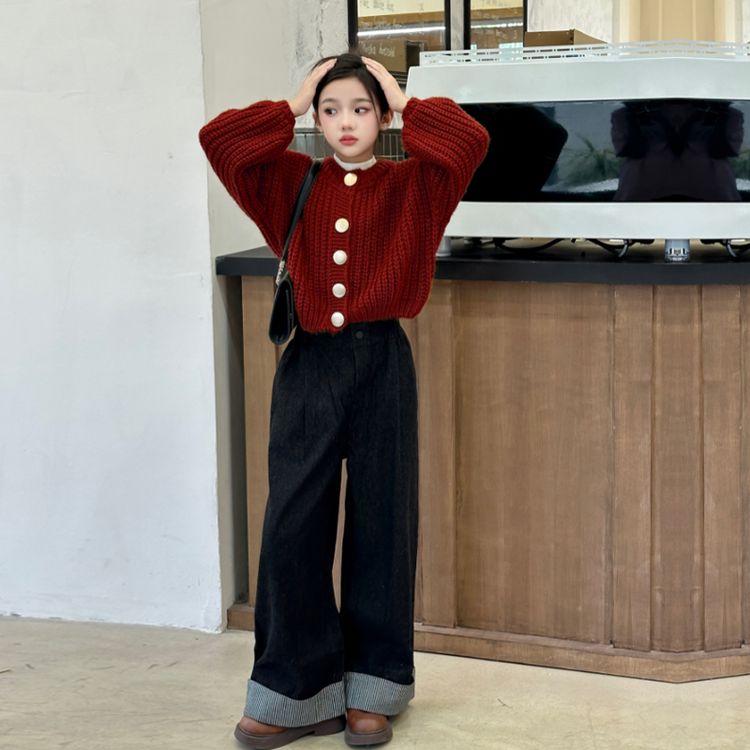 女童秋装套装2025新款女大童洋气时髦网红裤子儿童秋冬季毛衣外套