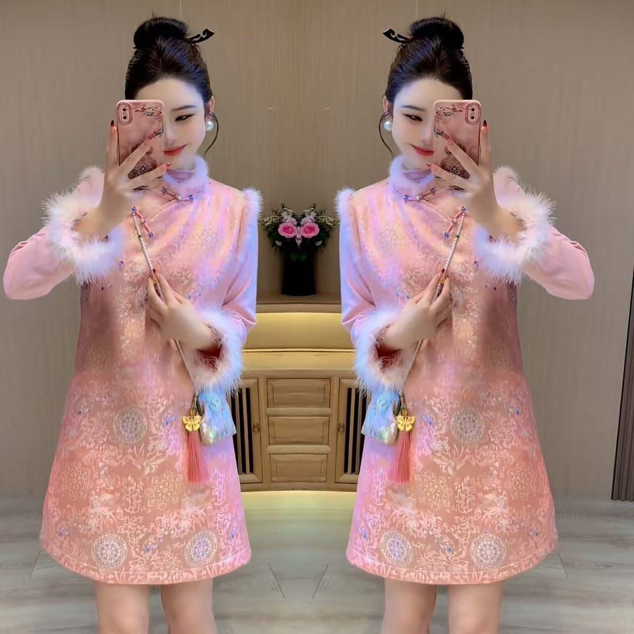 25年秋冬季时尚新款轻奢优雅气质风新中式国风外套半身裙两件套女