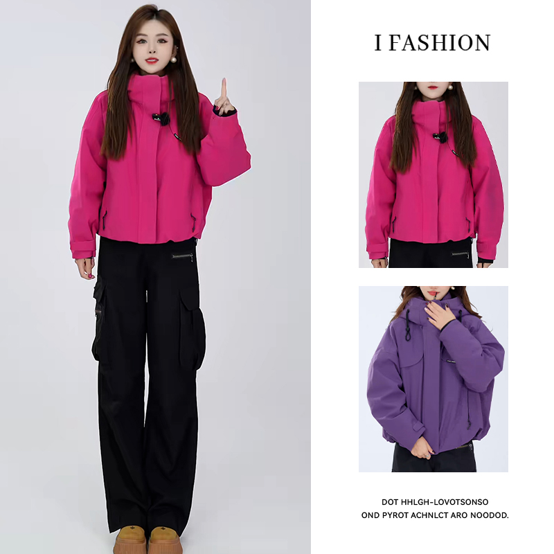 韩版洋气减龄连帽长袖棉服女士2025年秋冬新款休闲显瘦派克服外套