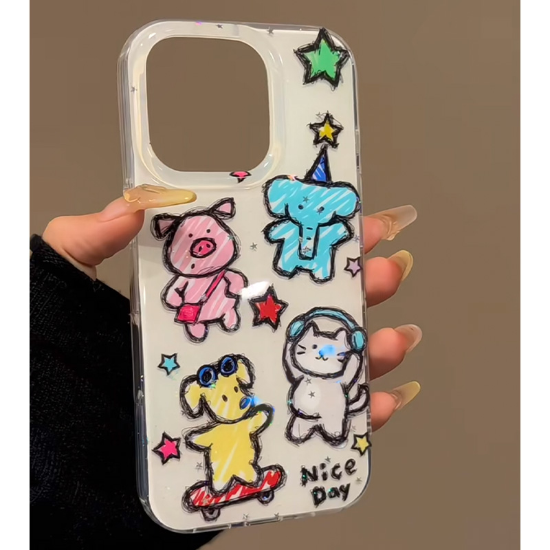 欧克里里可爱涂鸦小萌物适用iPhone16/15手机壳华为vivo小米oppo