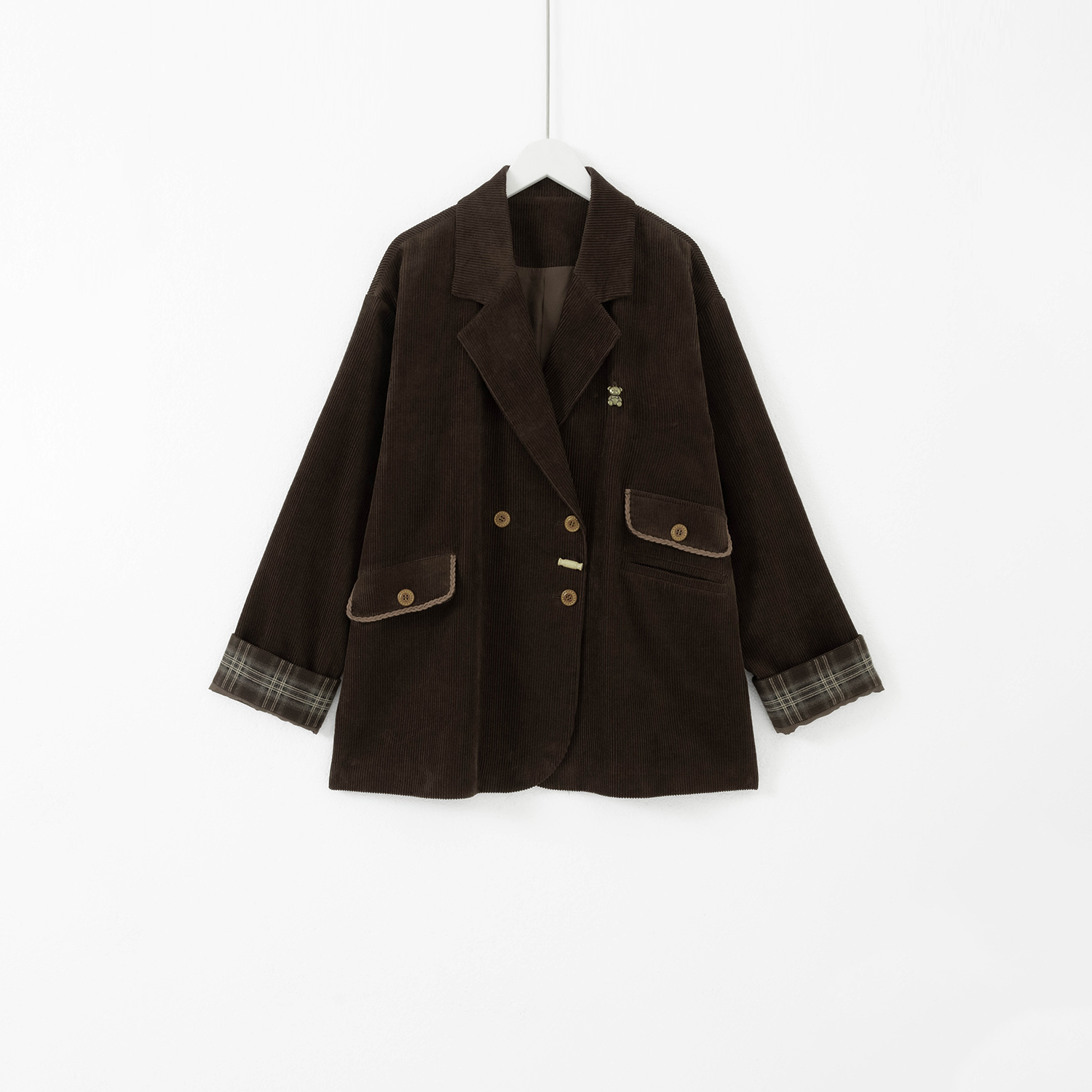 几里与麻 英伦风美拉德棕色西装外套 衣长70胸围116 2091644