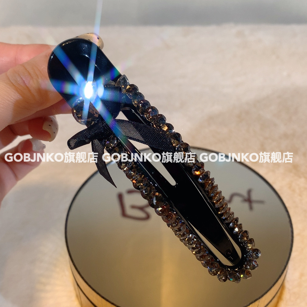 GOBJNKO少女风女鸭嘴夹极简风边夹发夹韩版气质皮质芭蕾风懒人夹