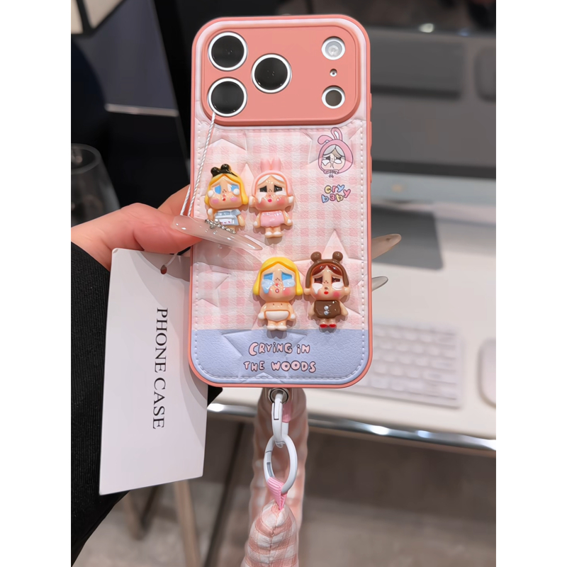 哭泣女孩粉适用苹果17p手机壳16pm肤感五角星15plus华为p80小米17