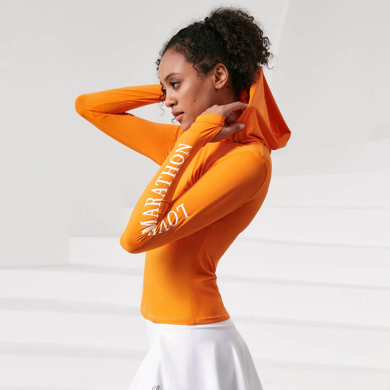 【清完不补】科里芙连帽长袖修身透气瑜伽训练跑步健身服显瘦T恤