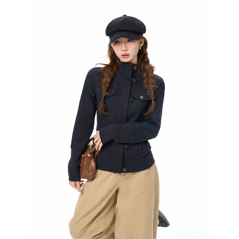 秋季韩系修身复古知识份子气质收腰显瘦外套女新款时尚百搭上衣潮