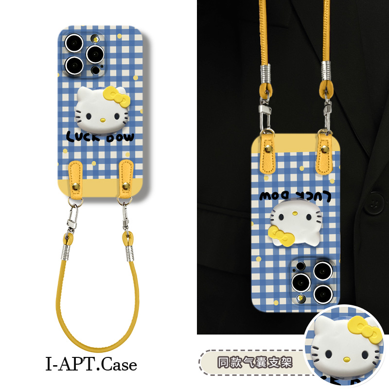 蓝格黄波点菲林软壳适用iPhone苹果16手机壳华为oppo小米vivo荣耀