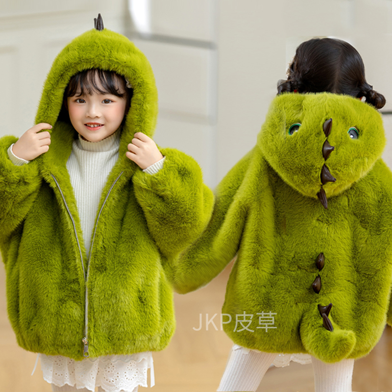 男女童秋冬季毛毛衣儿童仿皮草外套洋气宝宝冬装加厚加绒棉服棉衣