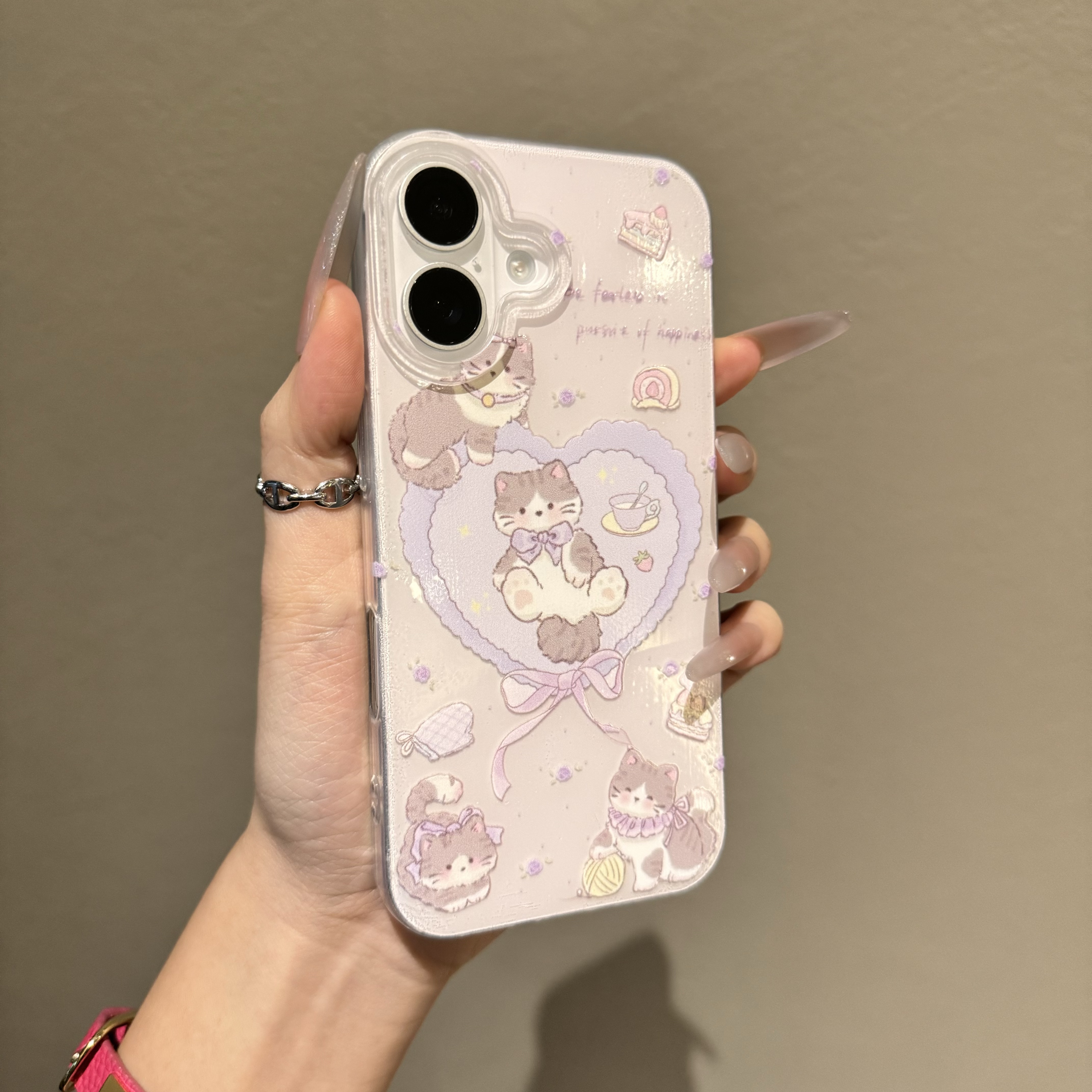 爱心猫咪情侣壳适用苹果17pro/16promaxiPhone14手机壳1513