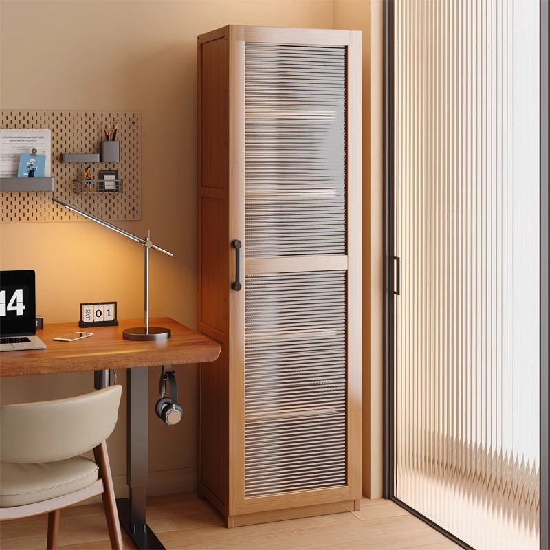 书架落地置物架书柜储物柜一体靠墙家用简易小型防尘夹缝收纳柜子