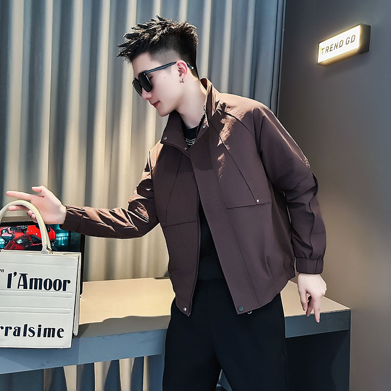 解构拼接夹克男款潮牌痞帅立领高级感褂子2025新款春秋季百搭外套