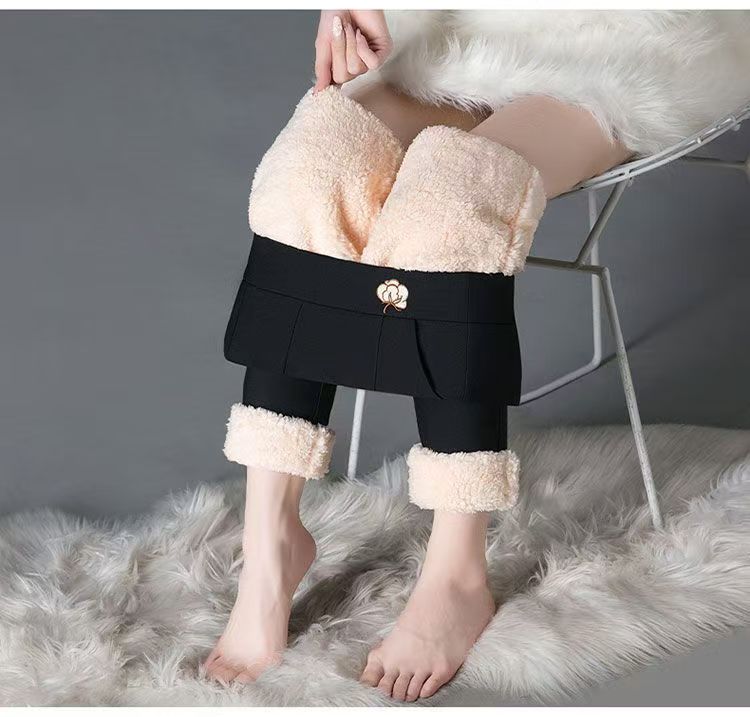 女士冬季新款高腰高弹修身外穿百搭显瘦加绒保暖裤