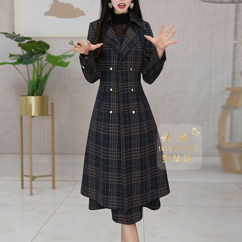 时尚气质两件套连衣裙2025春秋新款女士优雅减龄显瘦大衣搭连衣裙