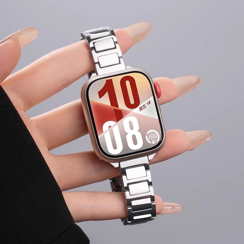 适用华为watchfit4手表金属链式fit3钢带4pro智能手环女运动腕带
