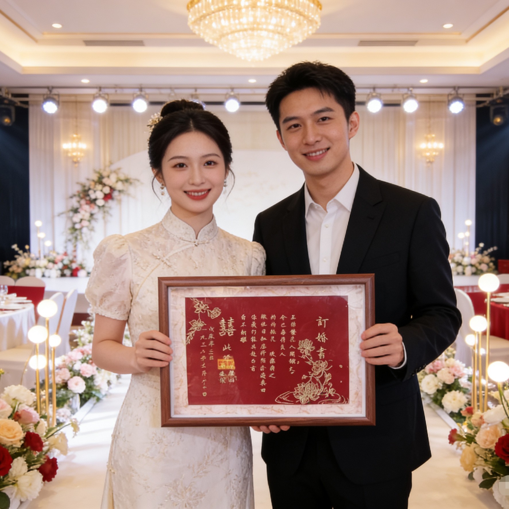 中式定制刺绣婚书结婚订婚必备一针一线绣出我们的山河誓言高端