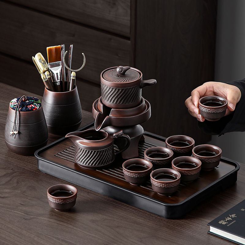 唐仙紫陶自动茶具懒人泡茶神器新款家用办公室泡茶壶茶具茶台套装