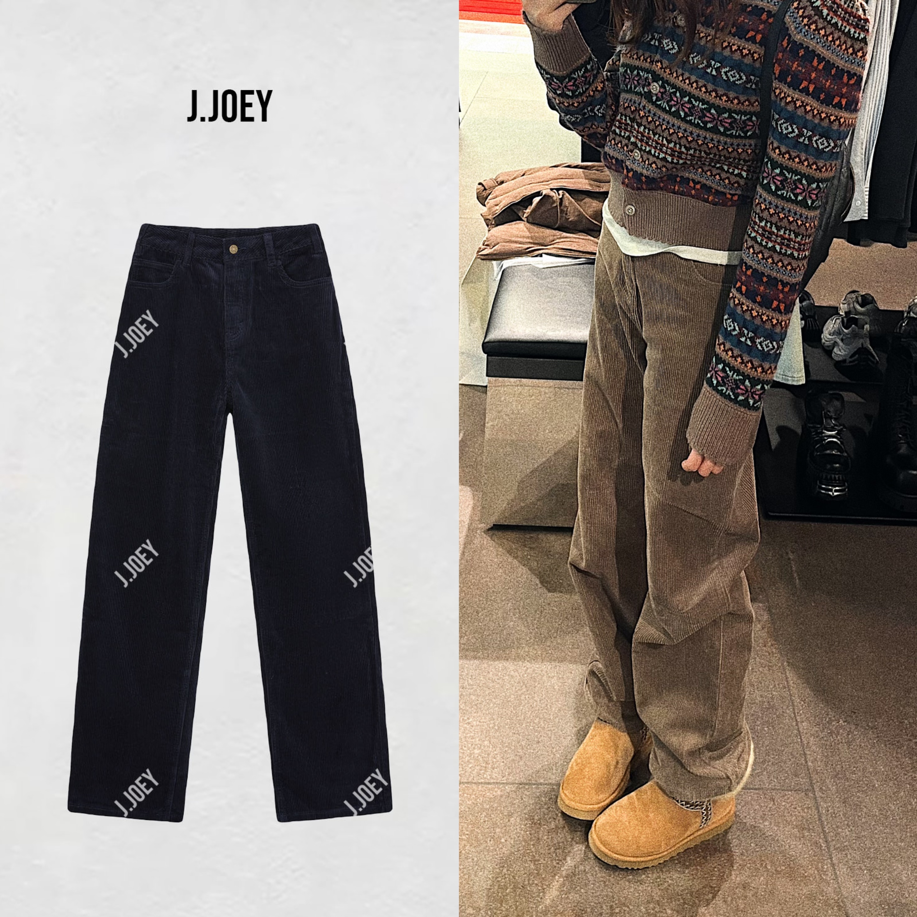 J.JOEY ”小蓝军“灯芯绒时尚百搭直筒牛仔休闲裤0066