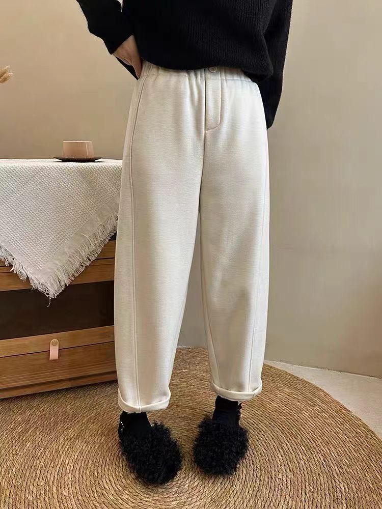 9936番外 豌豆裤女加绒加厚秋冬季新款九分哈伦裤百搭