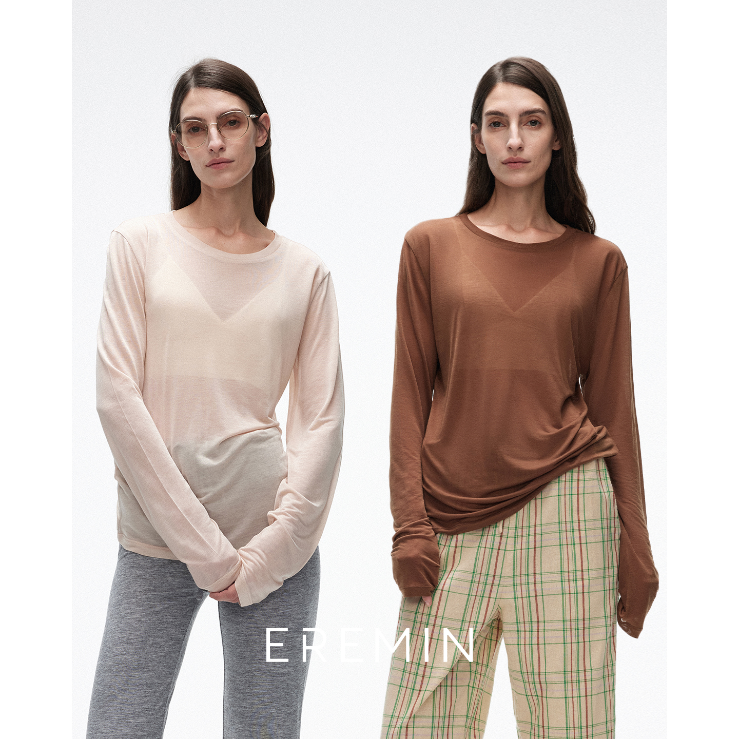 DE Mincollection奶皮长T/定制柔肤微透天丝圆领长袖T恤55187