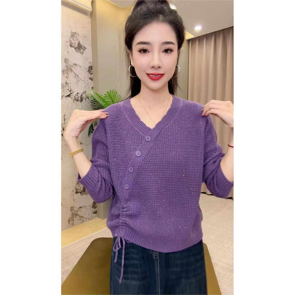 （送运费险）冬季爆款国风斜扣针织毛衫