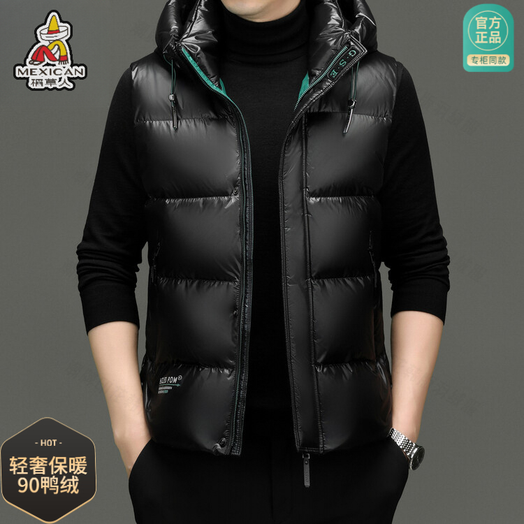 新款秋冬季高档男士亮面羽绒马甲加厚马夹背心宽松男冬装外穿坎肩