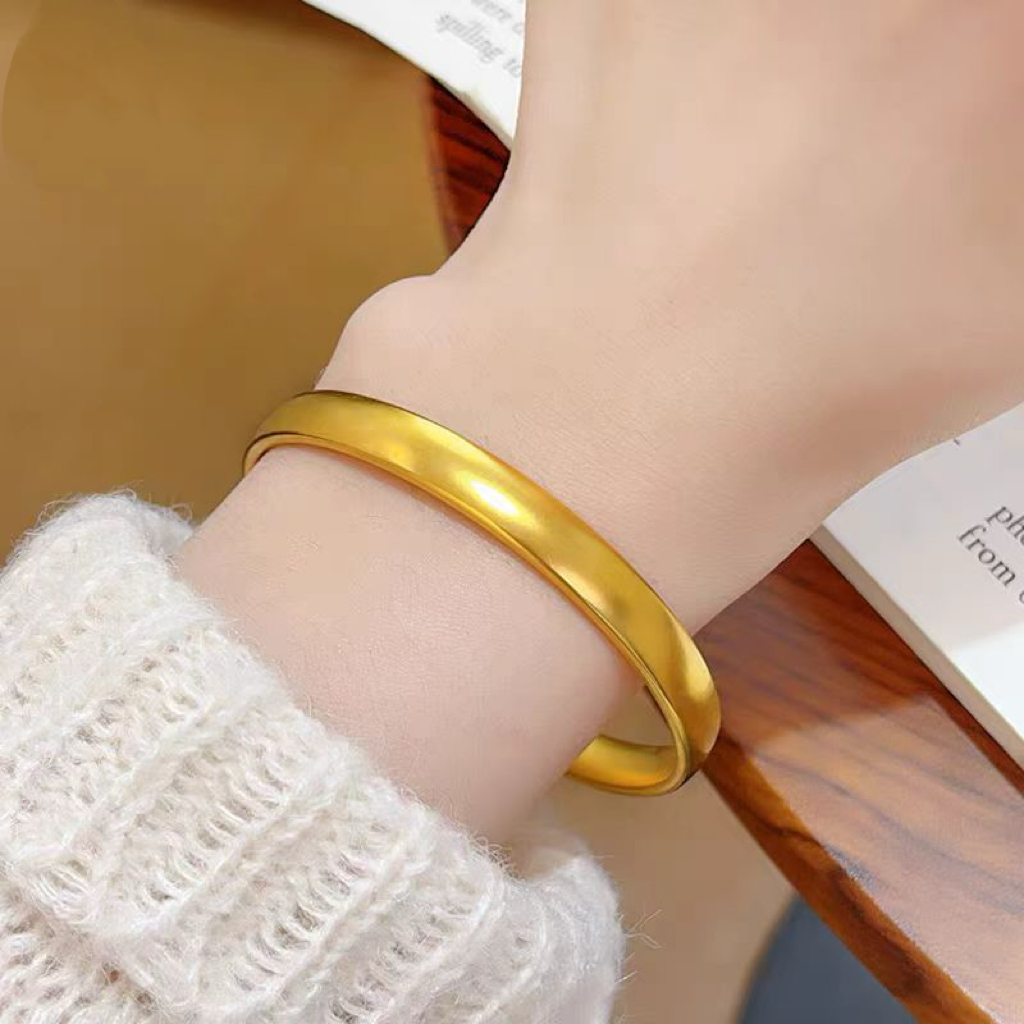 铜合金手镯 高端精品泥鳅背7N手镯时尚古法镯子金色