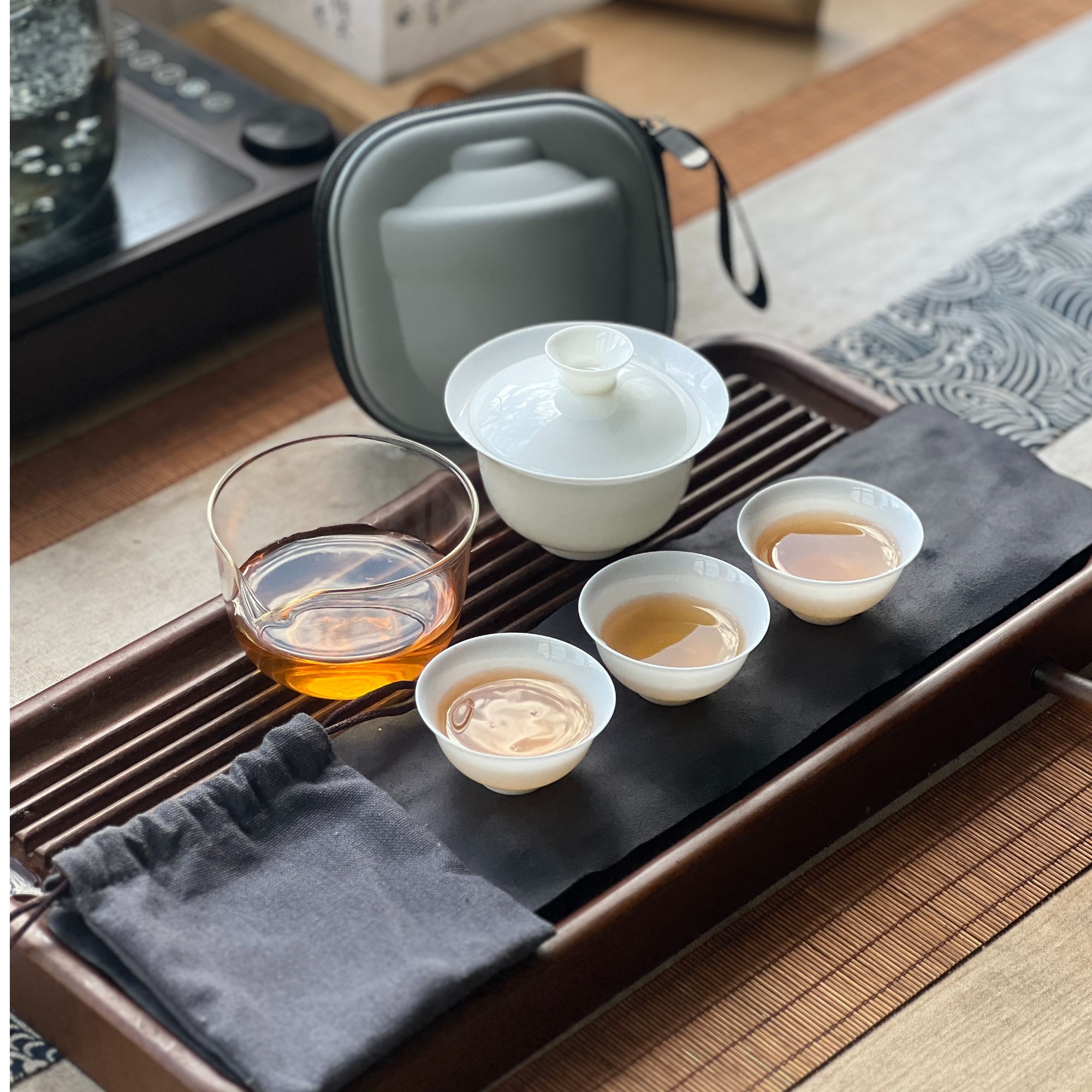 无由旅行茶具盖碗陶瓷白瓷简约防烫户外露营便携式大容量茶具