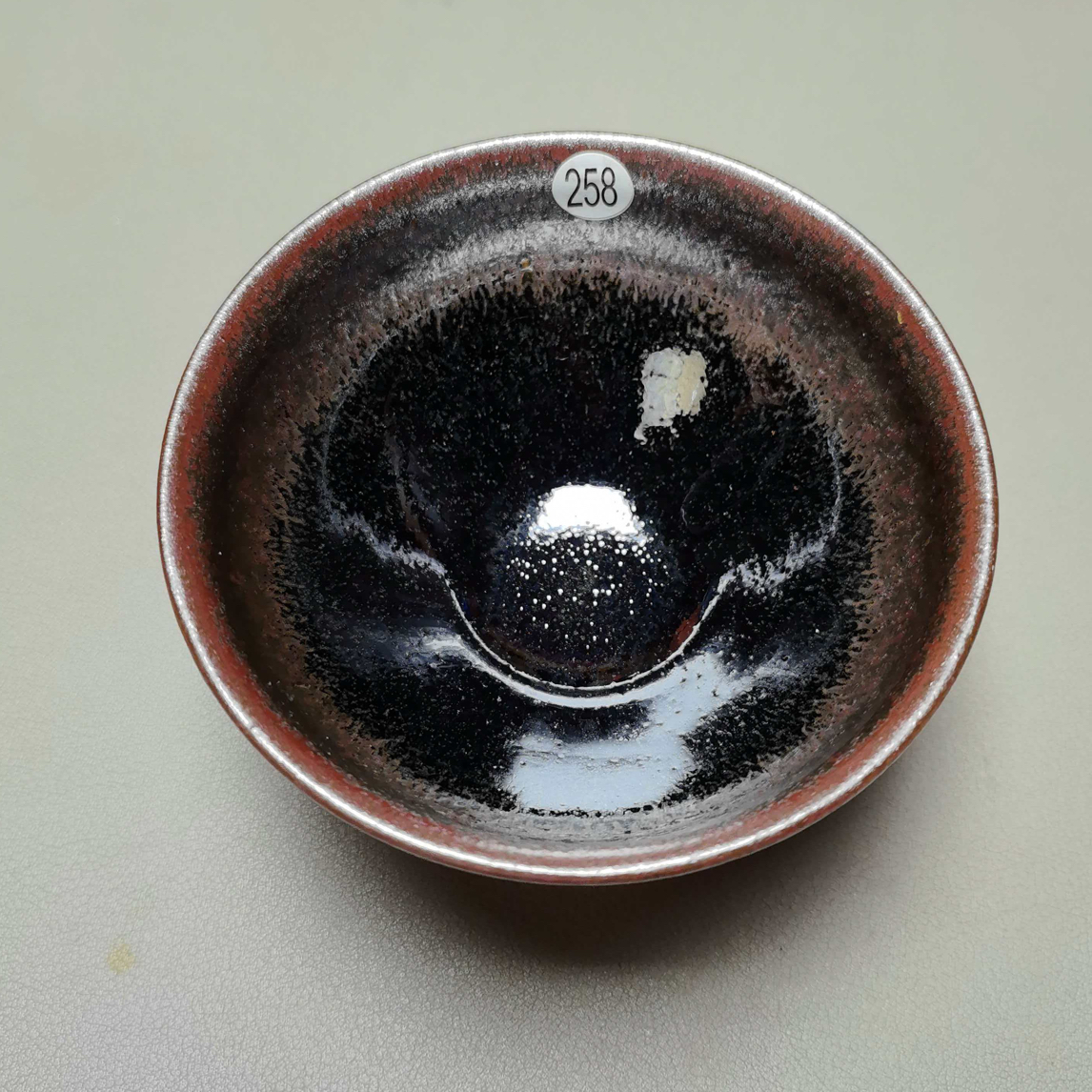 建窑建盏磨底柴烧铁锈银霜乌金渐变束口器型口径9*5.7