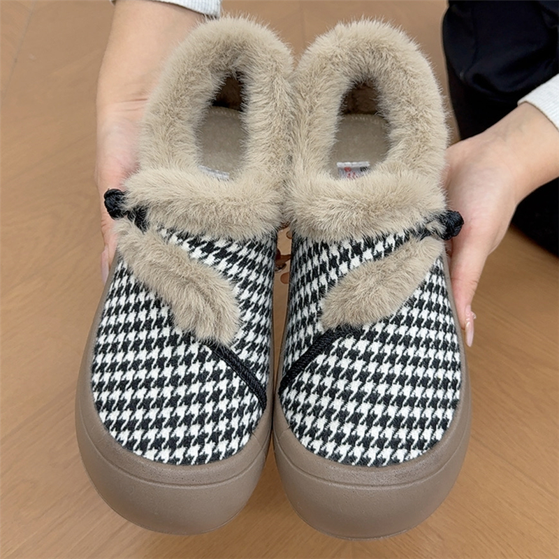 中老年一脚蹬软底防滑老北京布鞋女棉鞋柔软舒适加绒小香风棉靴