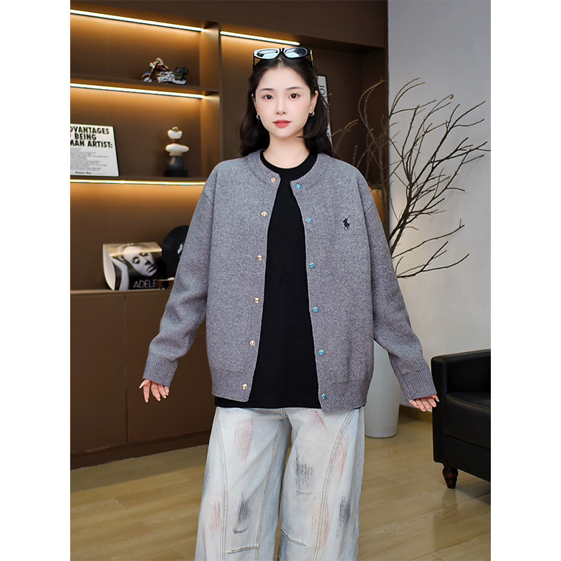 秋冬季拼接针织开衫简约高级感男装长袖保暖刺绣毛衣99022