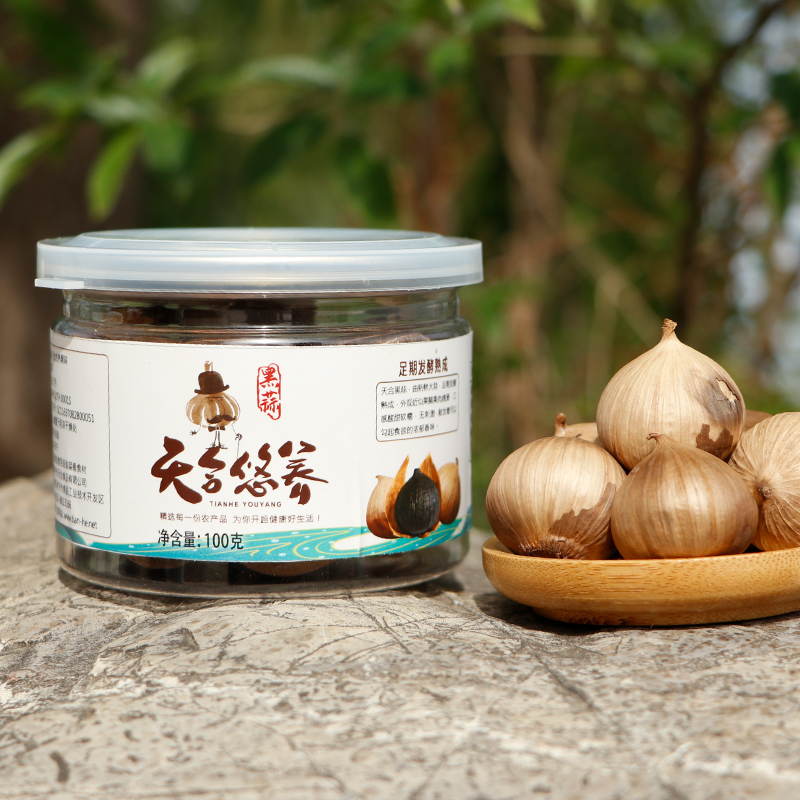 天合悠养黑蒜独头黑蒜黑大蒜120天发酵黑蒜头100g罐装即食煲汤