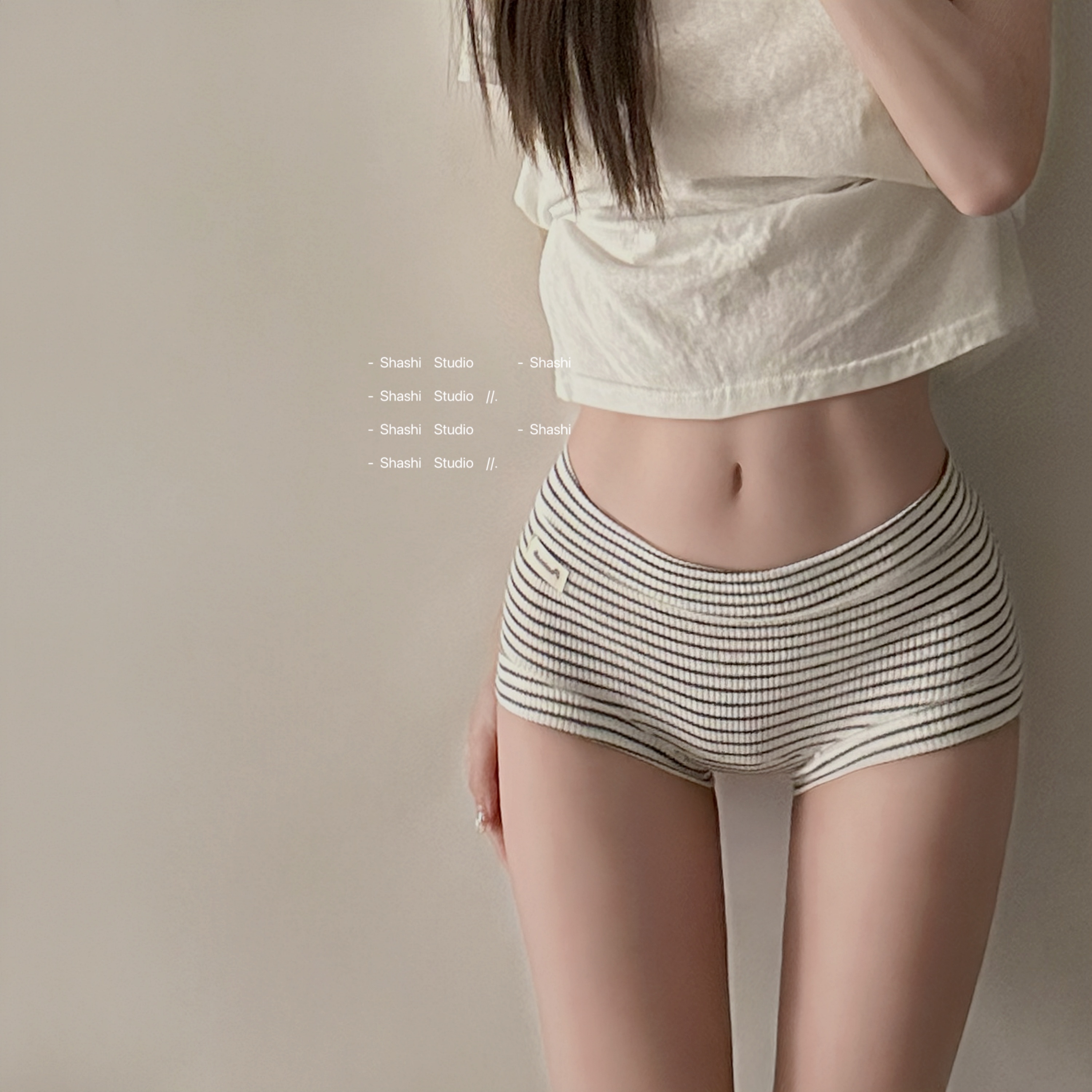 条纹棉质裆内裤女士2025年新款透气中腰舒适纯欲风甜美少女三角裤