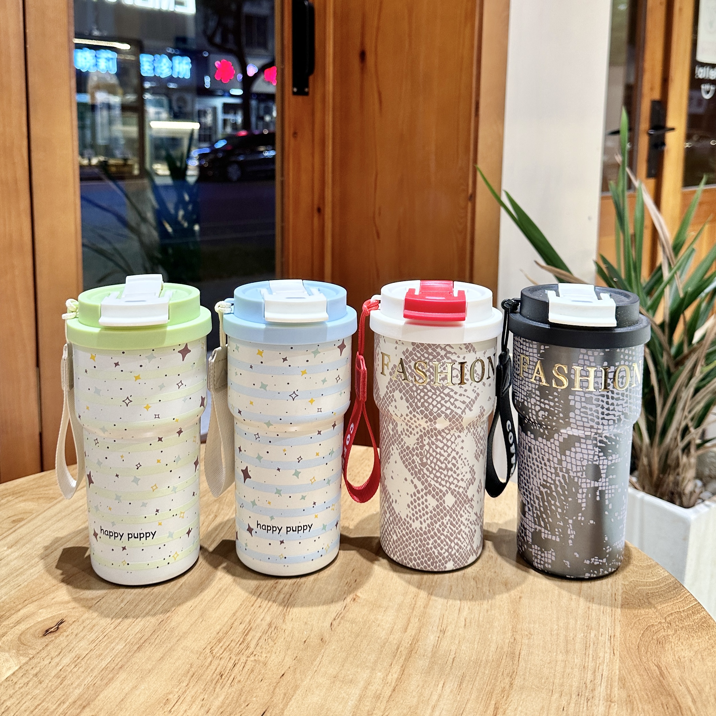 【安之乱炸】云曼双饮咖啡杯不锈钢喷陶瓷保温杯002水杯600ML