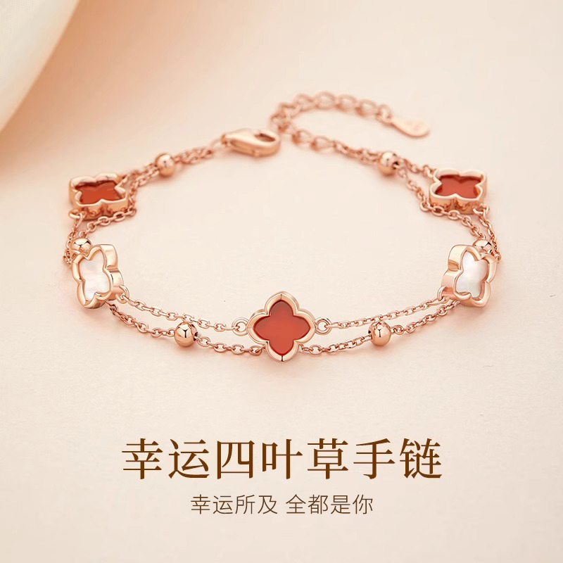 925银手链 四叶草手链女款2025爆款新款小众手镯圣诞礼物送女朋友