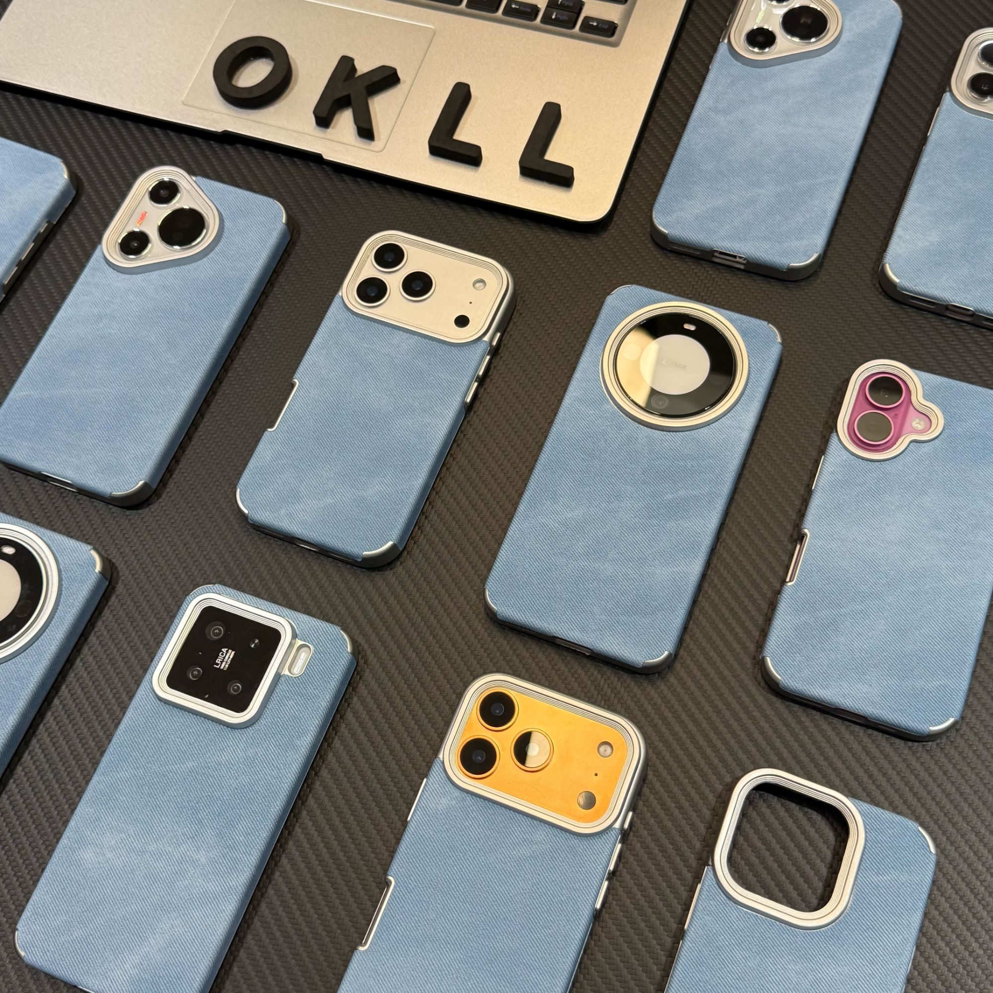 欧克里里复古蓝色牛仔纹适用苹果17/16手机壳华为oppo小米15vivo