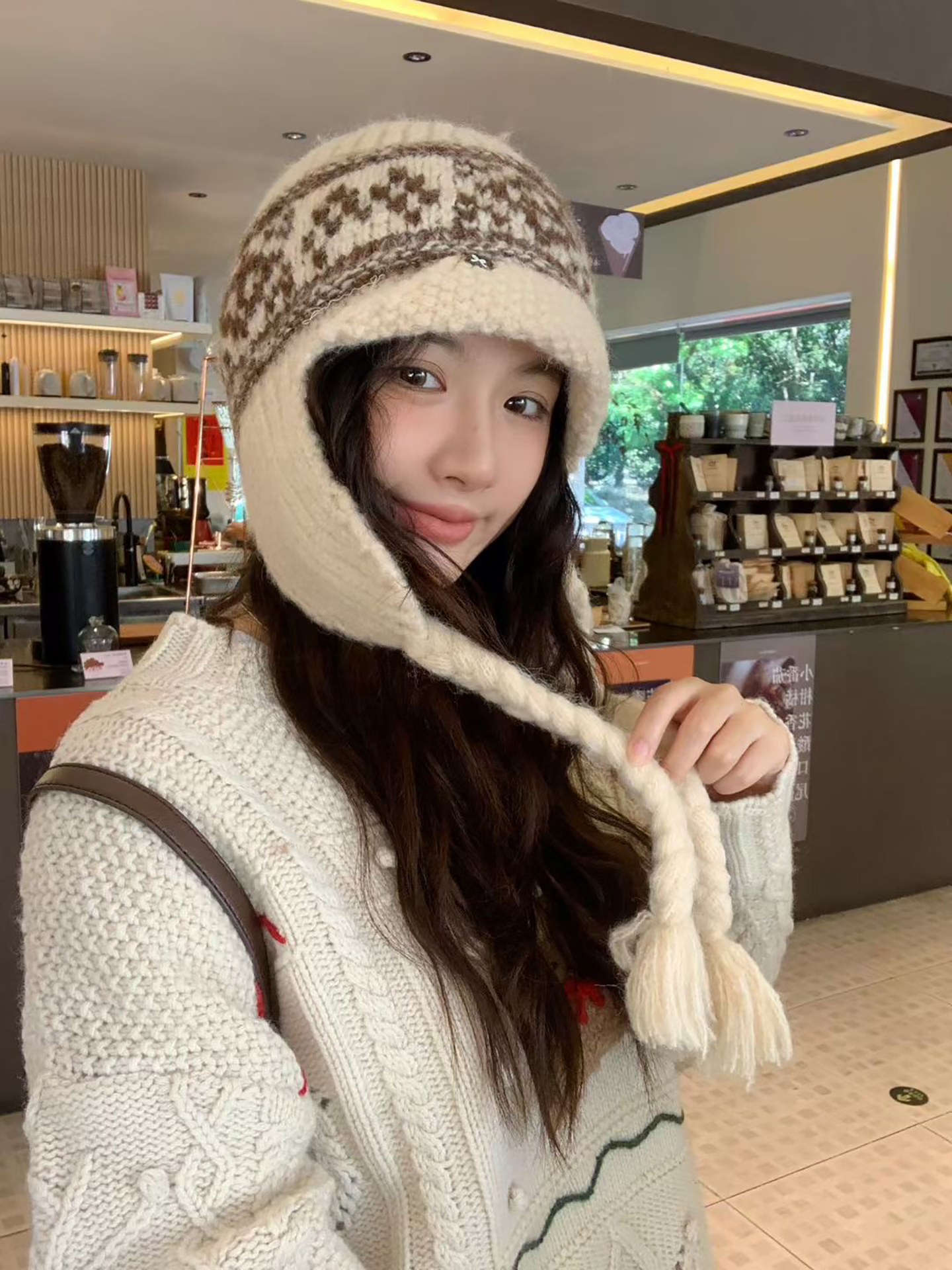 韩国费尔岛针织雷锋帽子女百搭绑带保暖气质复古针织毛呢包头帽潮