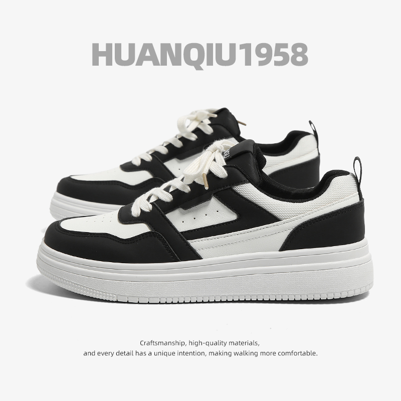 环球板鞋男2025春秋季新款厚底增高轻便百搭黑白低帮学生休闲潮鞋