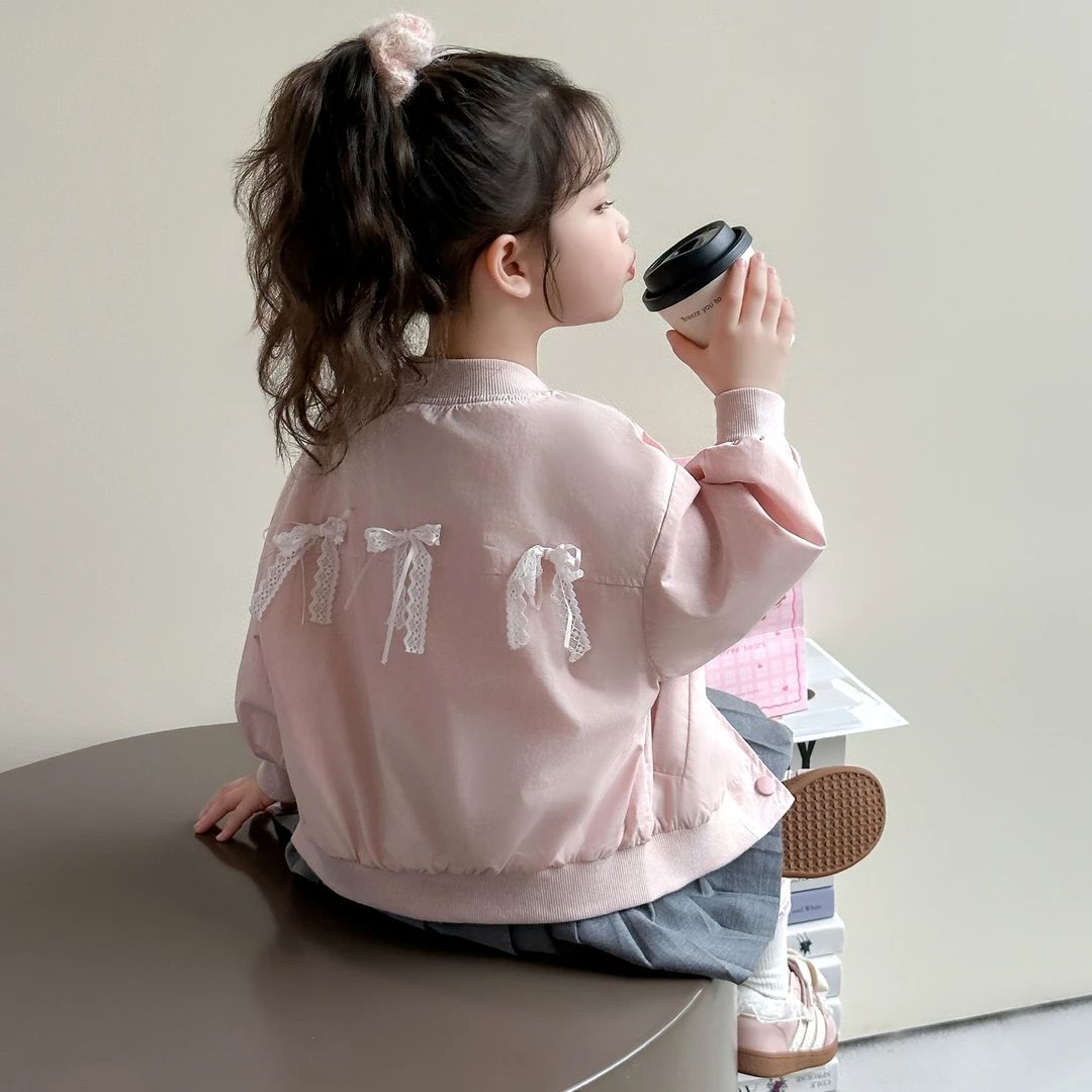 女童棒球服春秋款2025新款女宝宝韩版蝴蝶结夹克衫儿童超好看外套