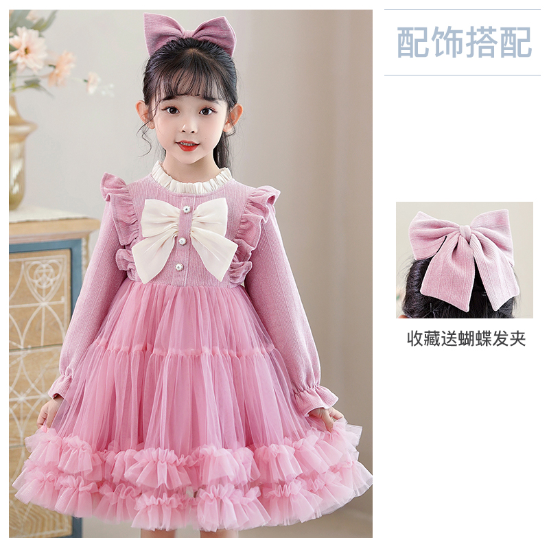 女童冬季连衣裙儿童洋气公主裙小女孩生日tutu裙子女宝冬款蓬蓬裙