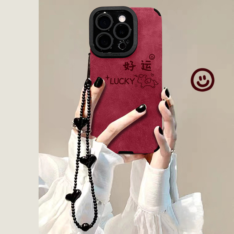 好运小马挂链适用17promax喜庆手机壳iphoneins风防摔手机壳
