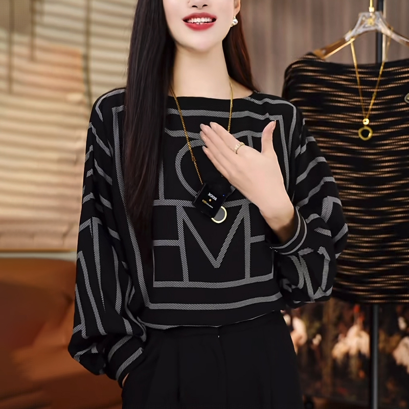 黑色时尚长袖t恤女士2025秋季新款洋气减龄显瘦别致打底小衫上衣
